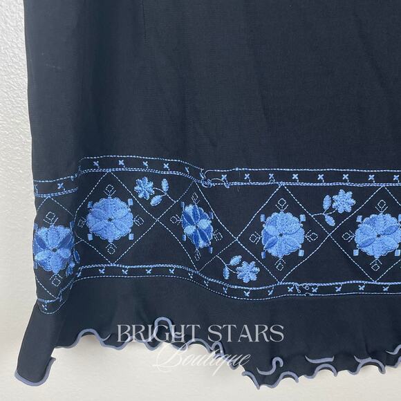 Rare Embroidered Skirt ASO Lorelai Gilmore Girls Vintage Black Blue Embroidered - Picture 6 of 7